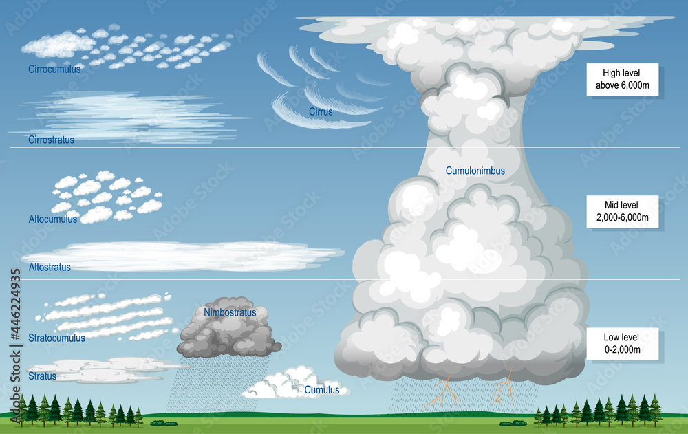 不同类型的云，有名称和级别