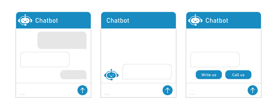 Chatbot and dialogue window. Mobile helper, contact us form, chat with the support service concept. Interface of the dialog box site for user support. Vector illustration on white background.