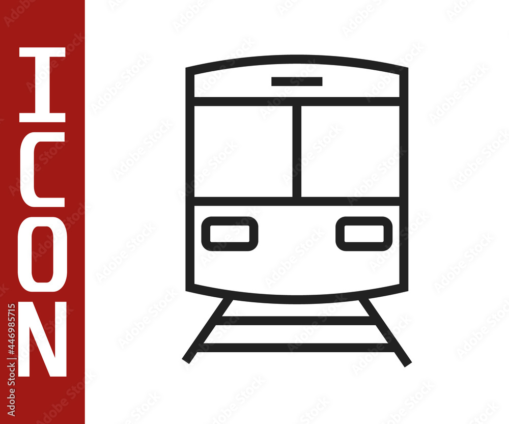 白色背景上隔离的黑线列车和铁路图标。公共交通符号。地铁