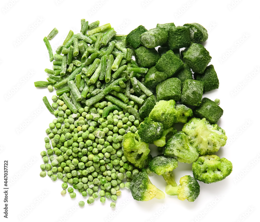 白底冷冻绿色蔬菜