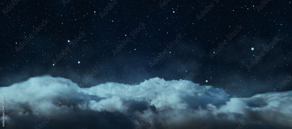 创意多云的夜空背景。登陆页概念。