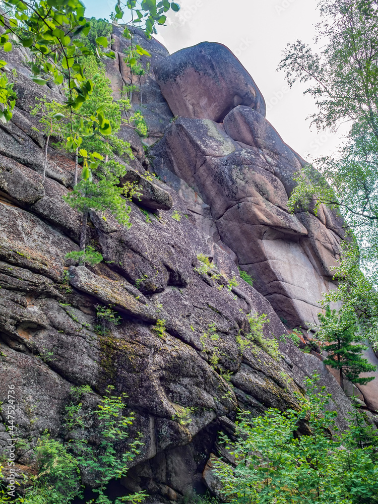 高级远足和登山的高森林岩石。