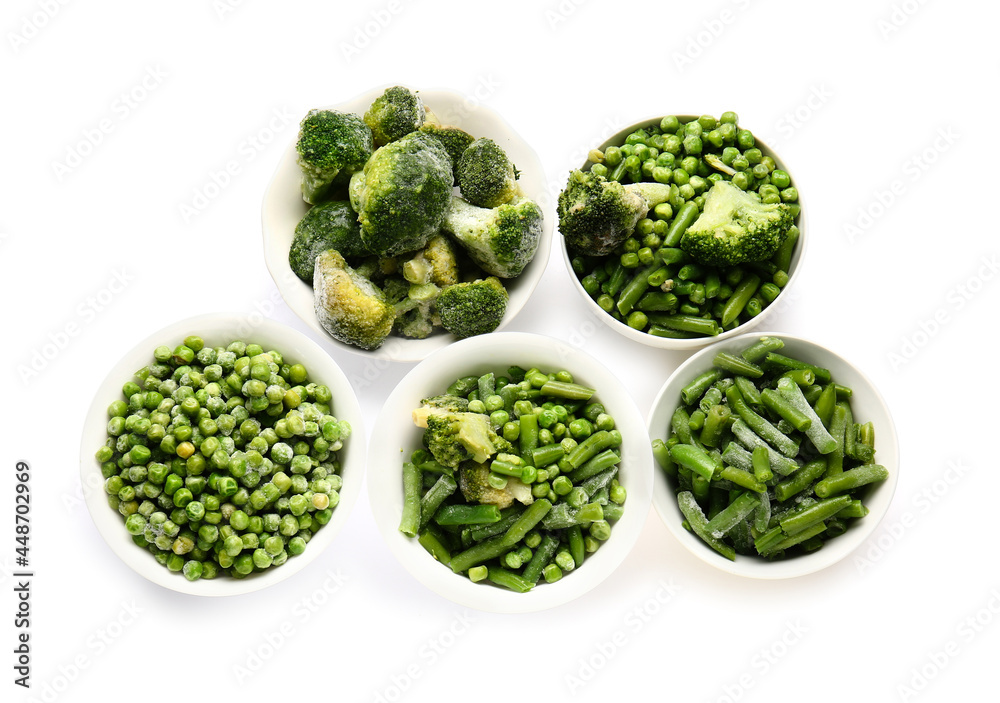 白底冷冻绿色蔬菜碗