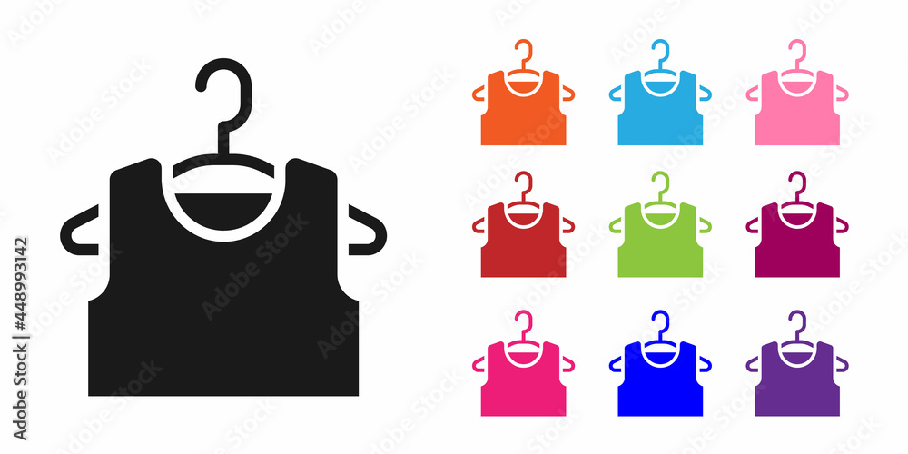Black Sleeveless T-shirt icon isolated on white background. Set icons colorful. Vector
