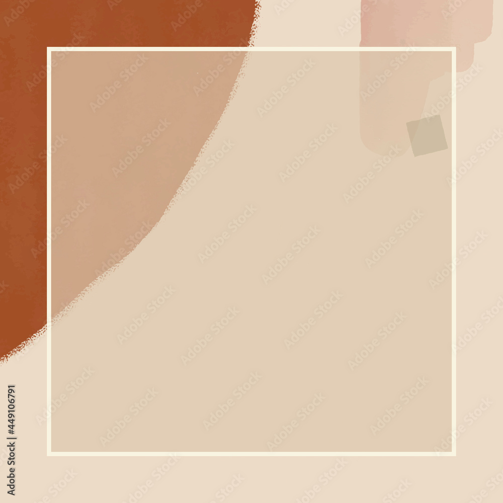Rectangle frame on brown and cream watercolor background vector