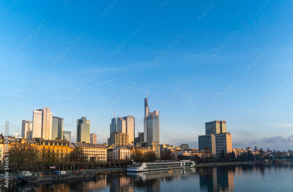 德国法兰克福天际线；欧洲中央银行，国际金融中心