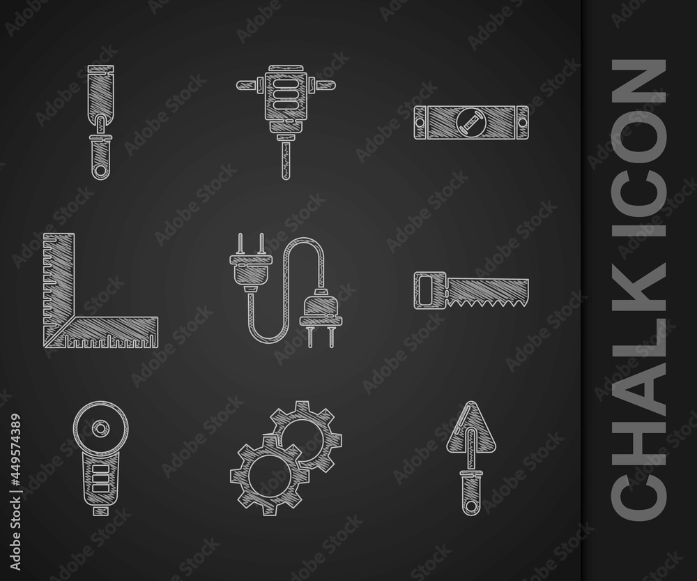 设置电插头、齿轮、镘刀、手锯、角磨机、角尺、施工气泡水平仪