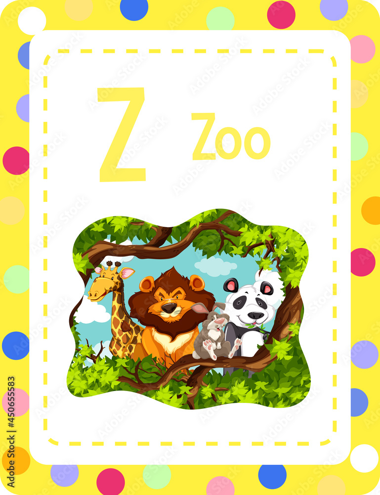 Alphabet flashcard with letter Z for Zoo