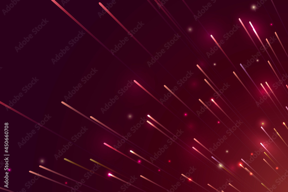 Red neon meteor background design vector