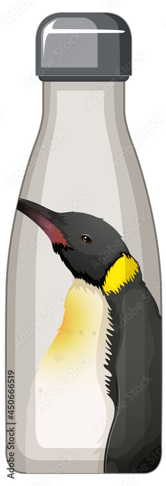 企鹅图案的白色保温瓶