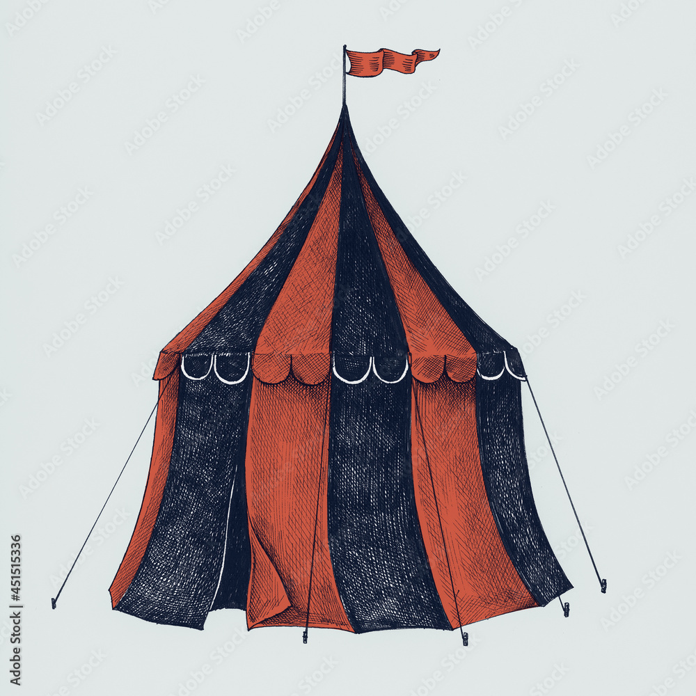 马戏团帐篷的手绘草图