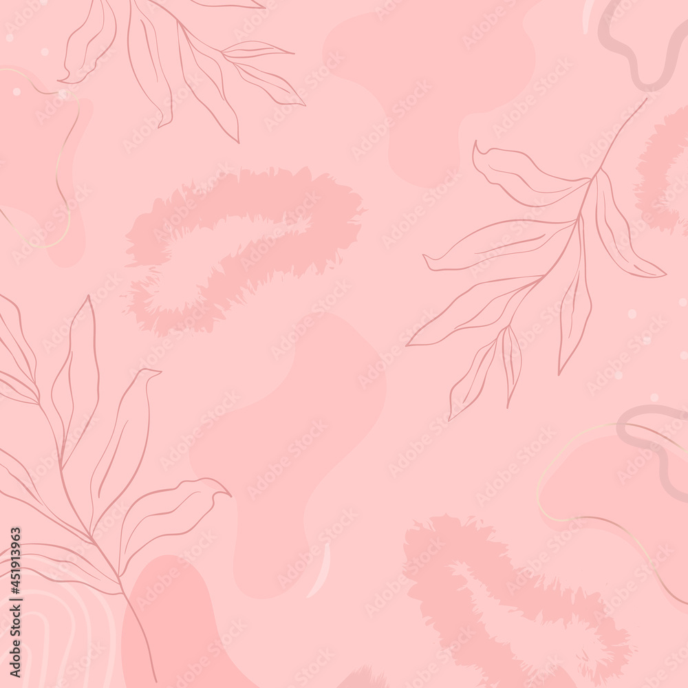 粉红色植物图案背景矢量