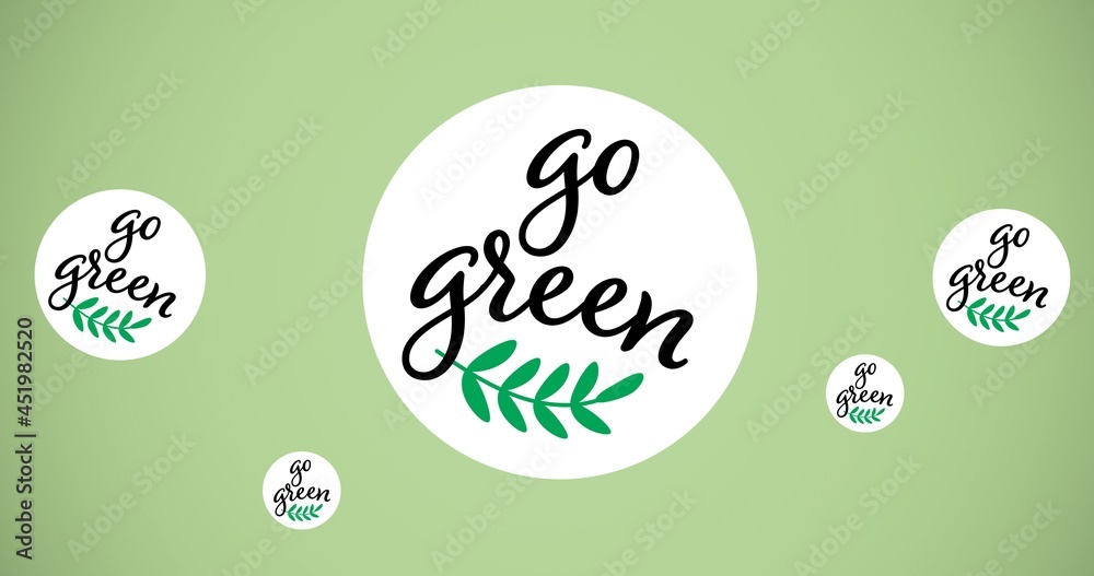 绿色背景上的绿色文本和叶子标志的组合