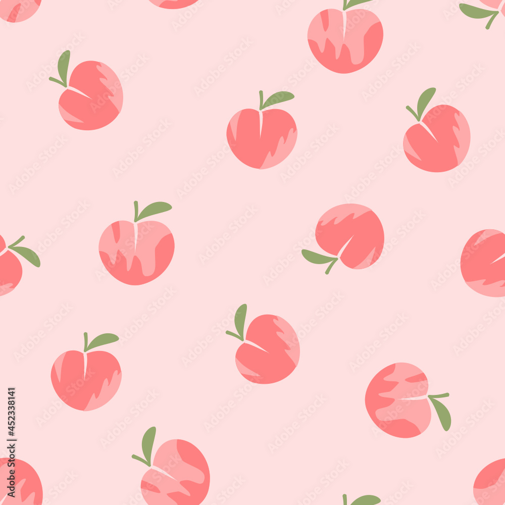 粉色背景向量上带有桃红色果实的无缝图案。