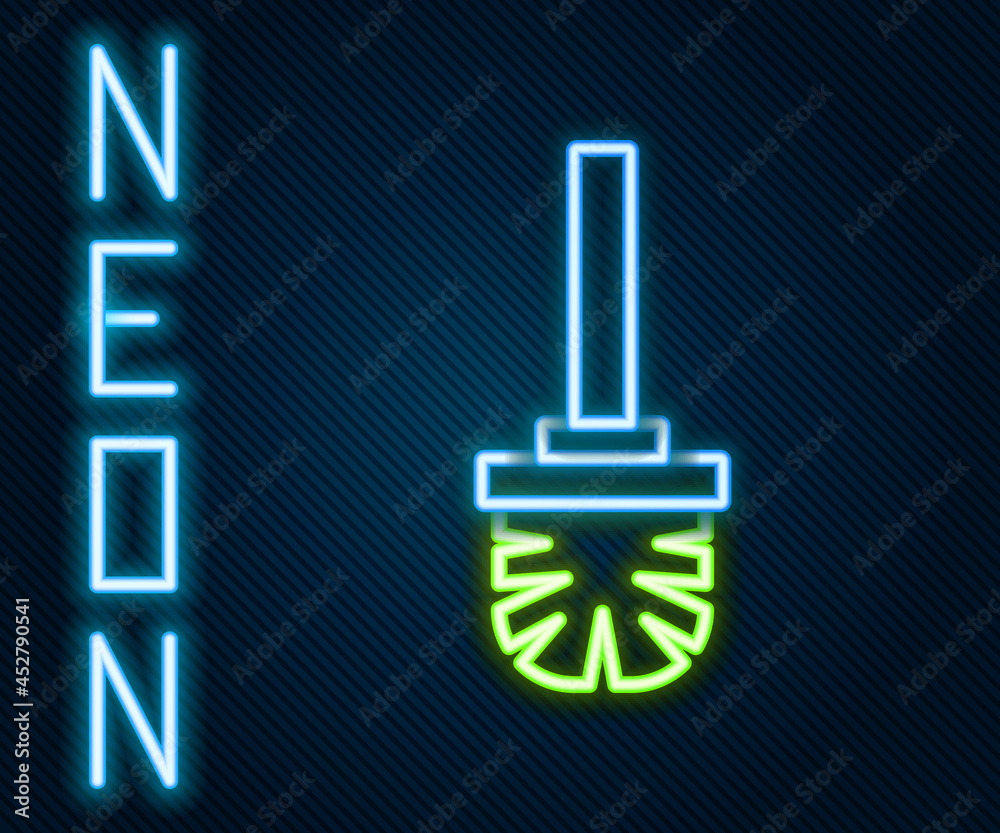 Glowing neon line Toilet brush icon isolated on black background. Colorful outline concept. Vector