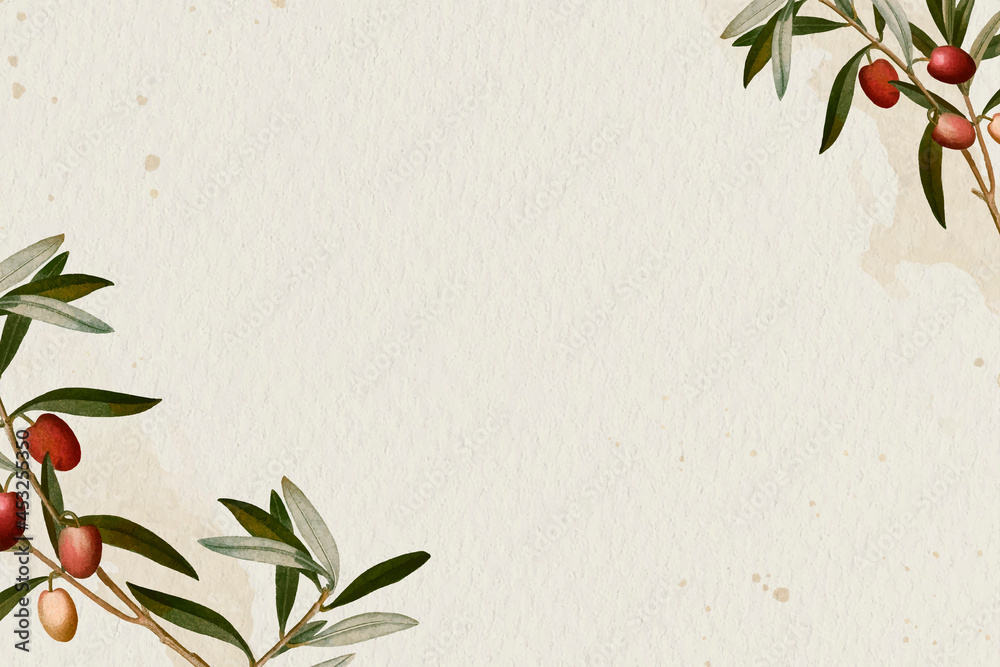 Olive branch pattern on a beige background template
