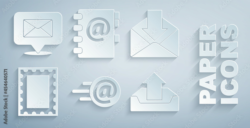 使用envel设置邮件和电子邮件、信封、邮政戳、上传收件箱、通讯录和语音气泡