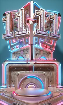 3D rendered neon light booth