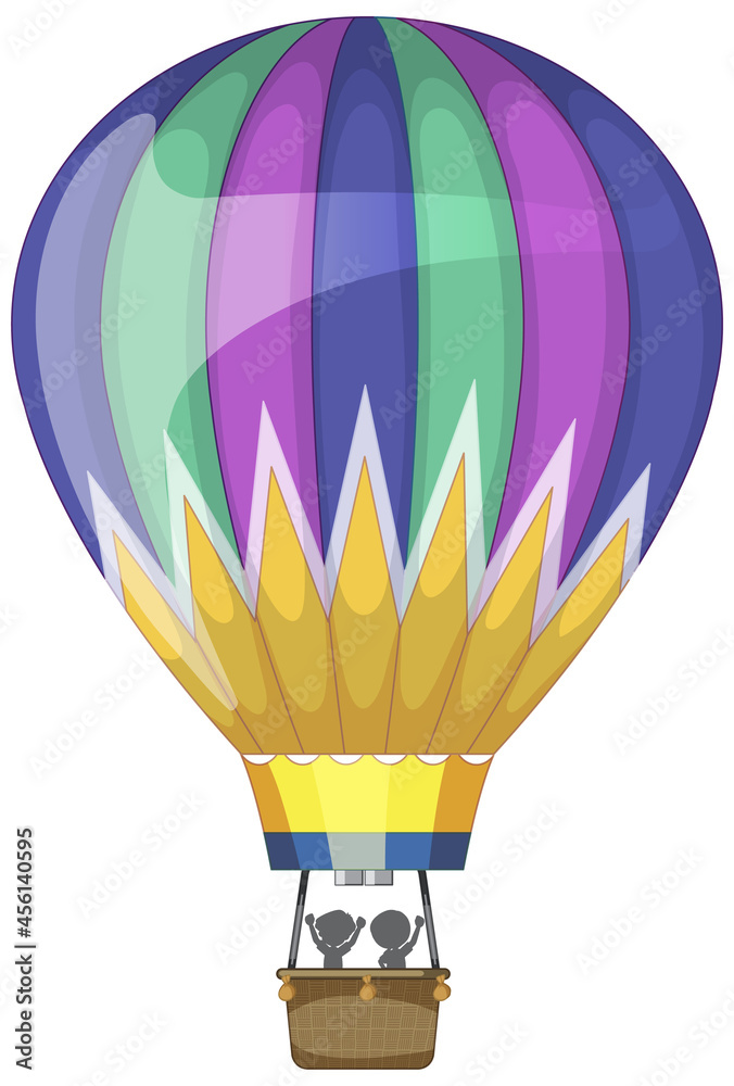 隔离卡通风格的彩色热气球