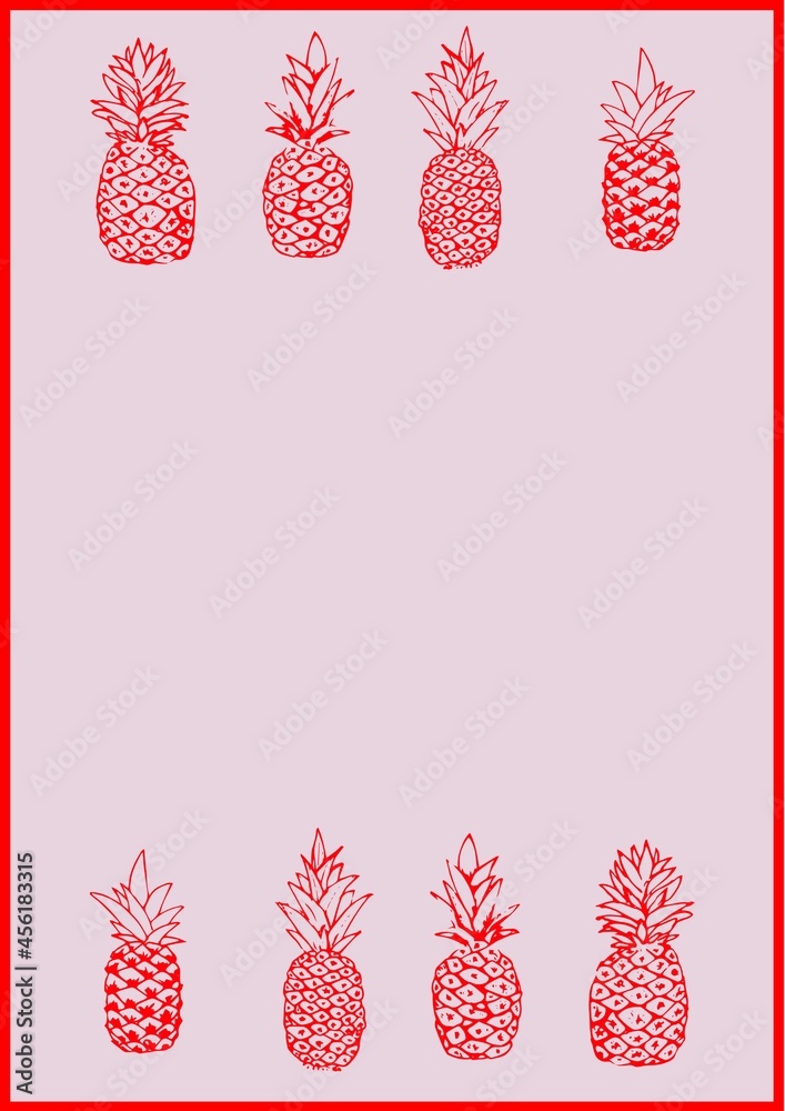 灰底红框两排红菠萝的构图