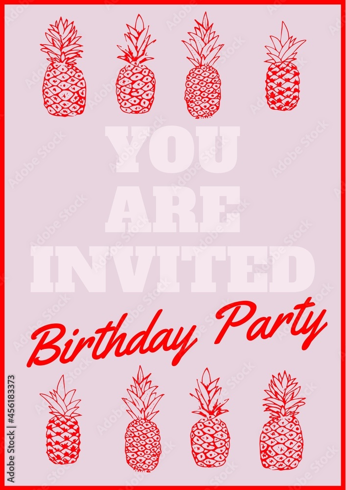 作文邀请你参加生日聚会，灰色上有两排红菠萝