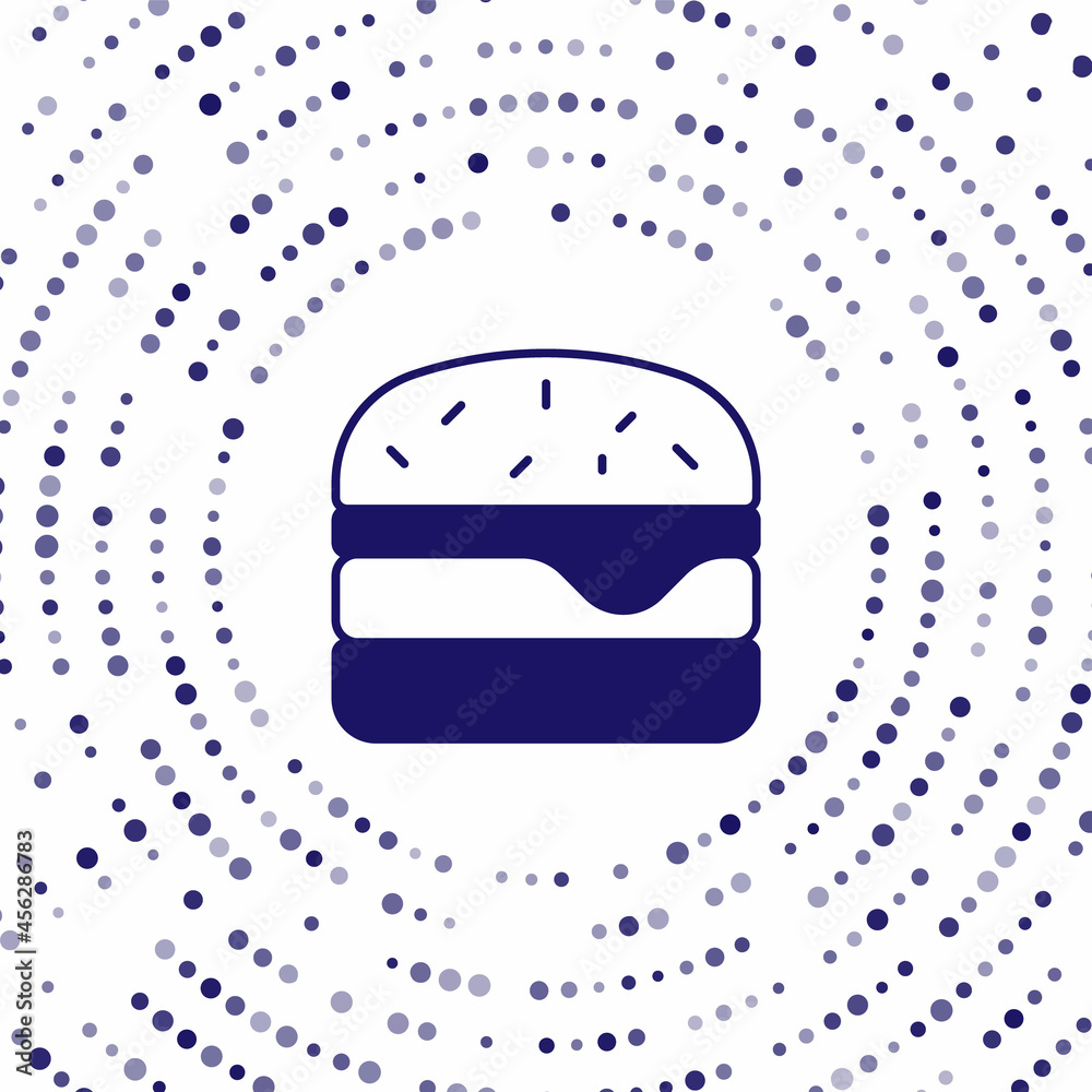 Blue Burger icon isolated on white background. Hamburger icon. Cheeseburger sandwich sign. Fast food