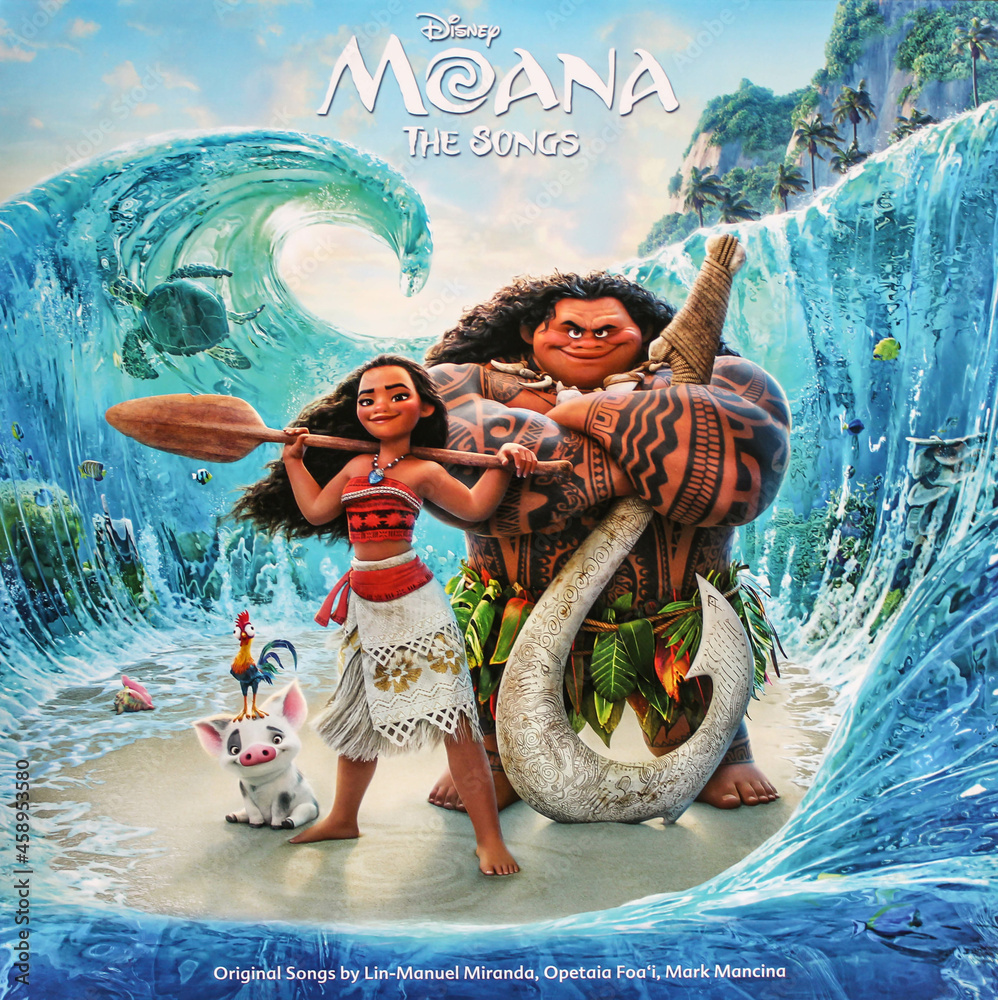 Disneys Moana The Songs，LP黑胶唱片，白色背景，Moana原声专辑封面