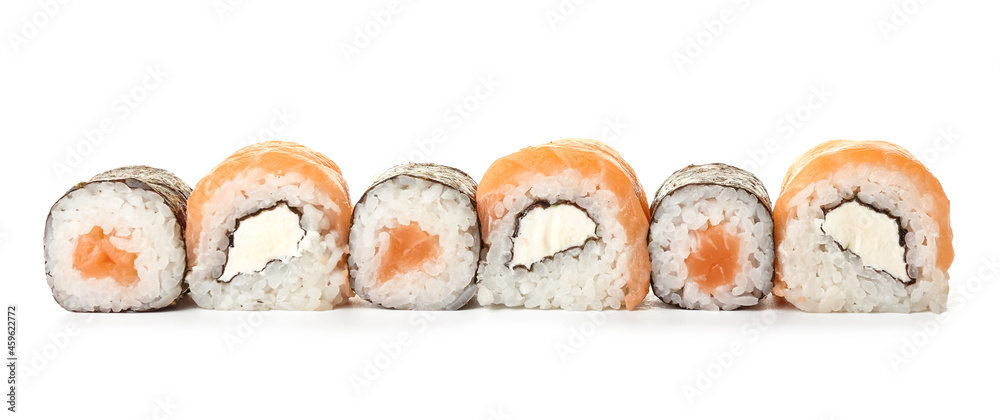 白底美味的不同寿司卷