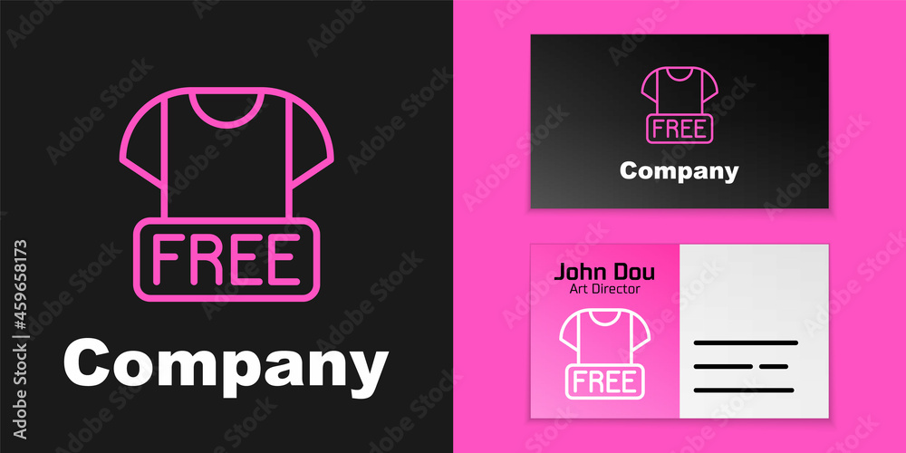 粉色线条衣服捐赠图标隔离在黑色背景上。标志设计模板元素。矢量