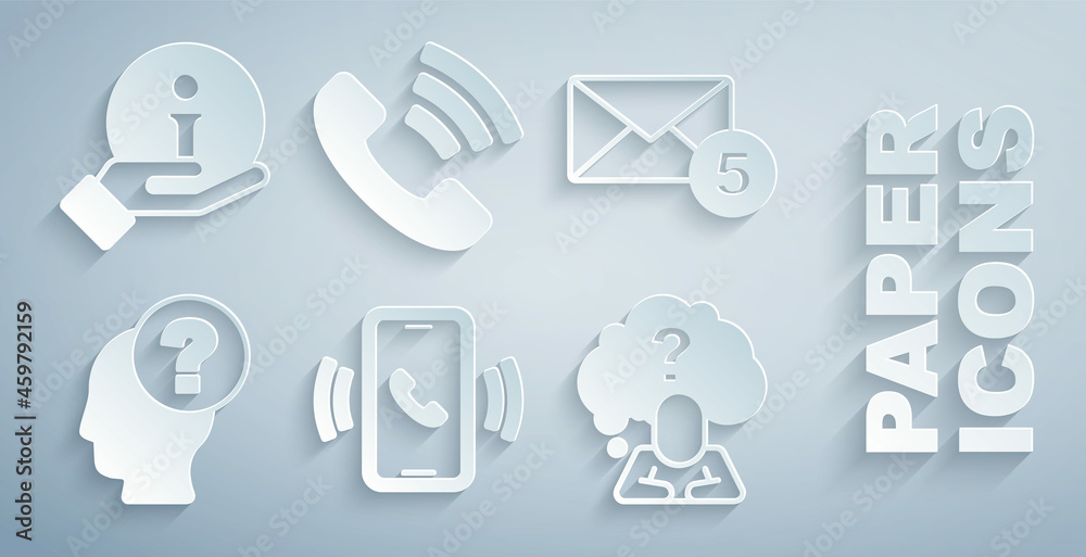 设置电话24小时支持、新增、电子邮件接收消息、带问号的头像和Informatio