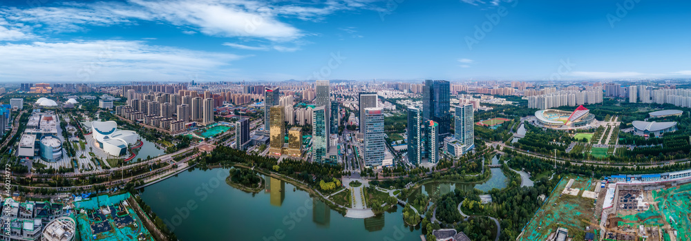 中国淄博现代城市建筑景观航拍