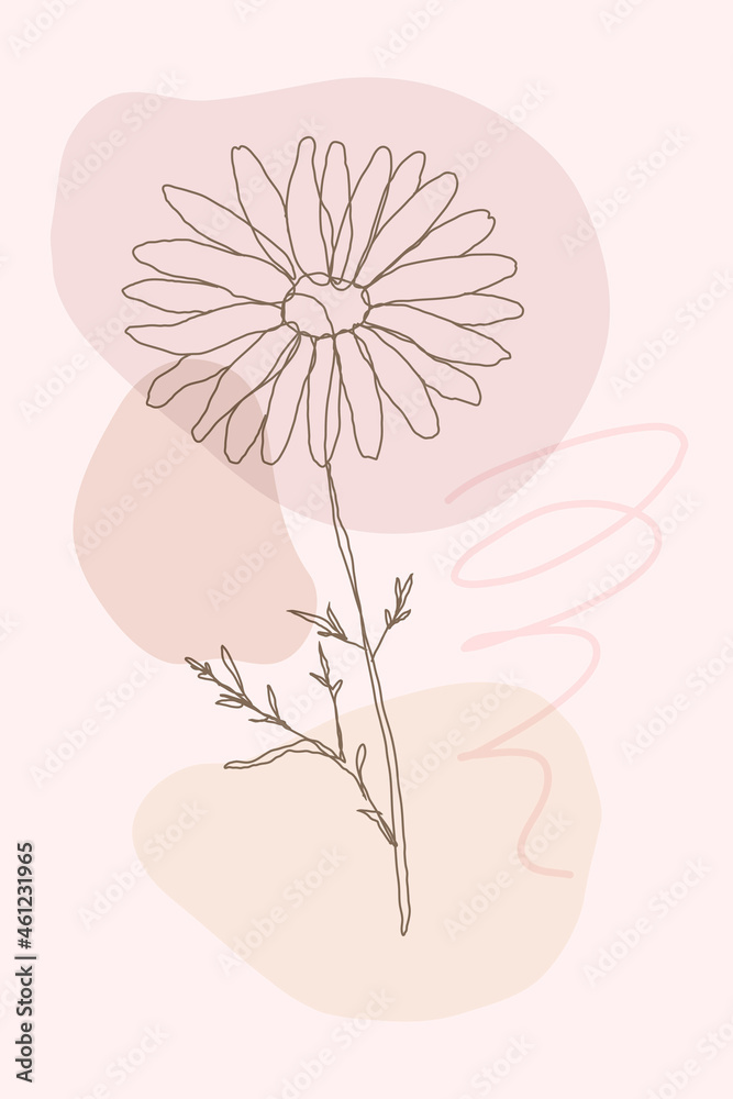 粉红色memphis设计的花朵手绘矢量