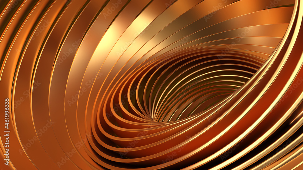 Abstract golden lines. Luxury gold background. 3d rendering