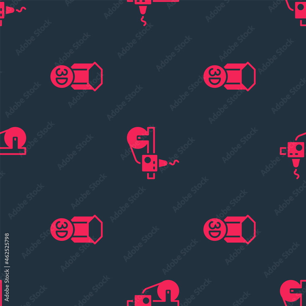 Set 3D printer and on seamless pattern. Vector