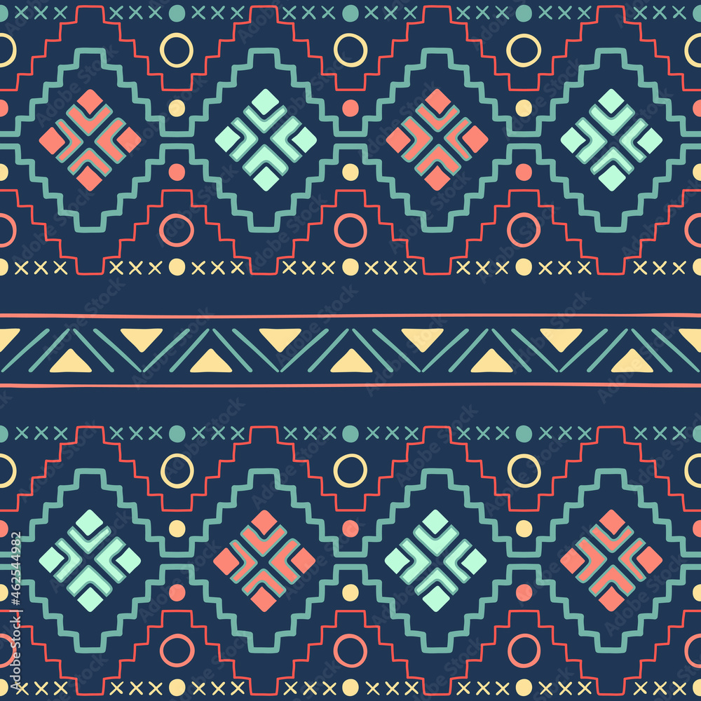 Ethnic seamless pattern background, colorful aztec design, vector