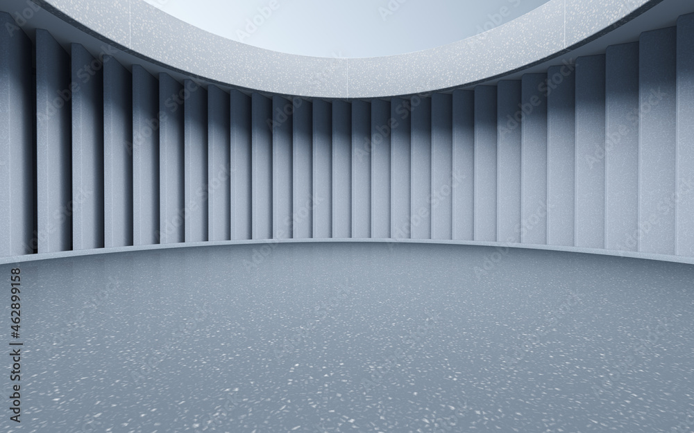 空荡荡的圆形房间，空间感，3d渲染。