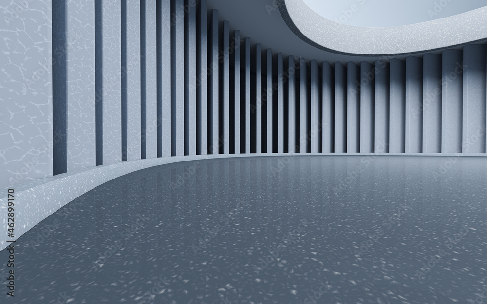 空荡荡的圆形房间，空间感，3d渲染。