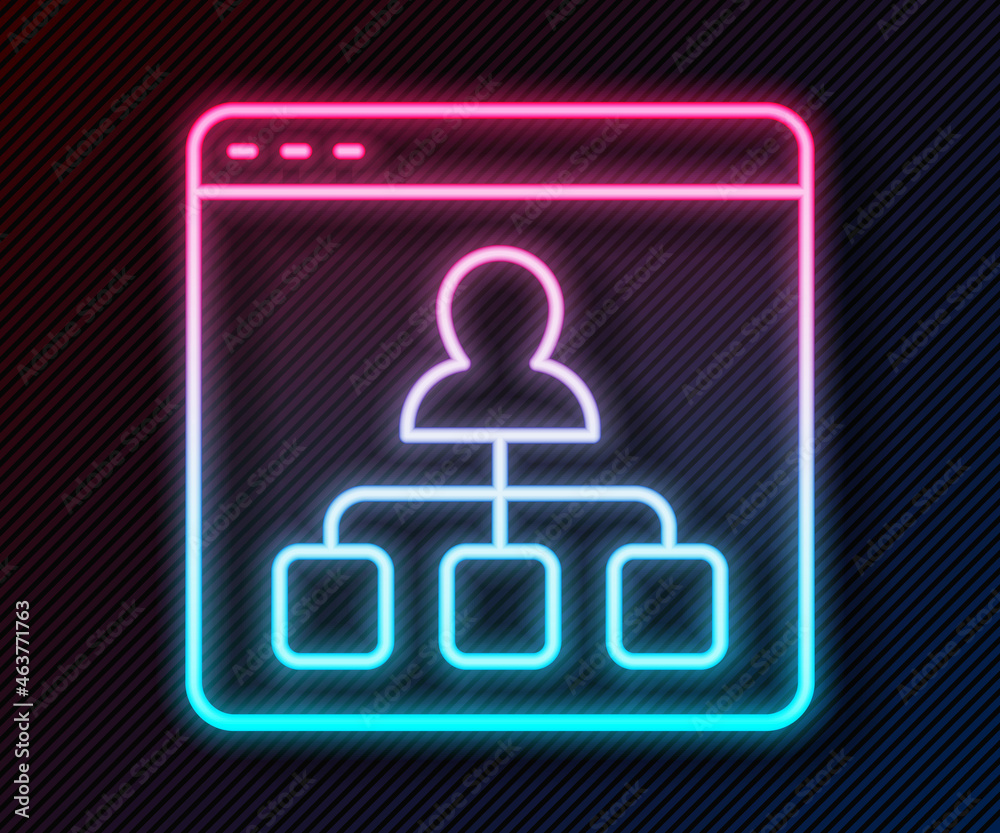 Glowing neon line Online education and graduation icon isolated on black background. Online teacher 