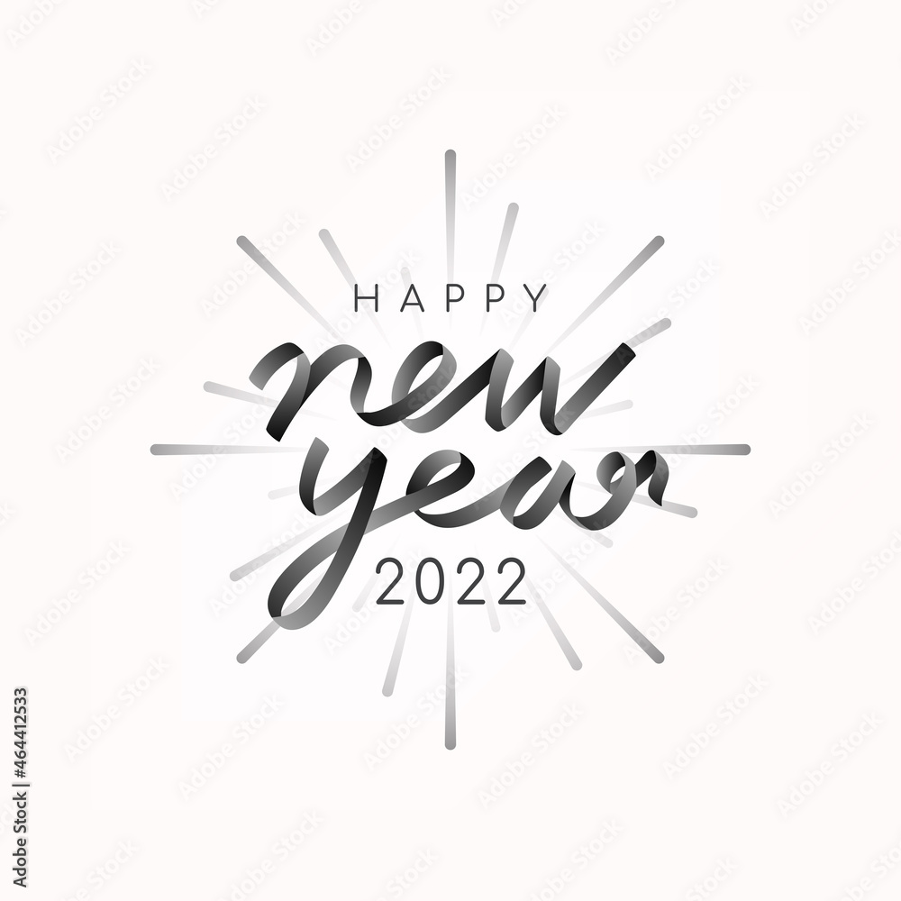 2022 happy new year text aesthetic seasons greetings in black on white background vector