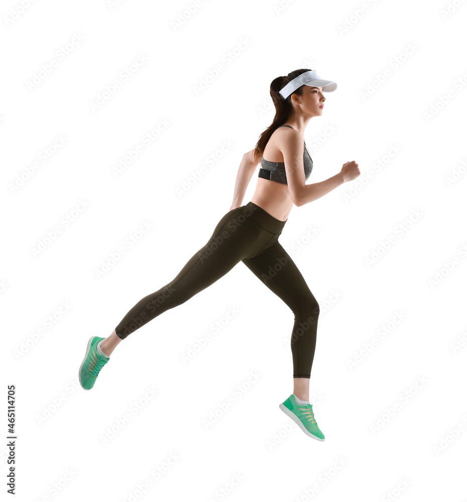 白底运动型跑步女性