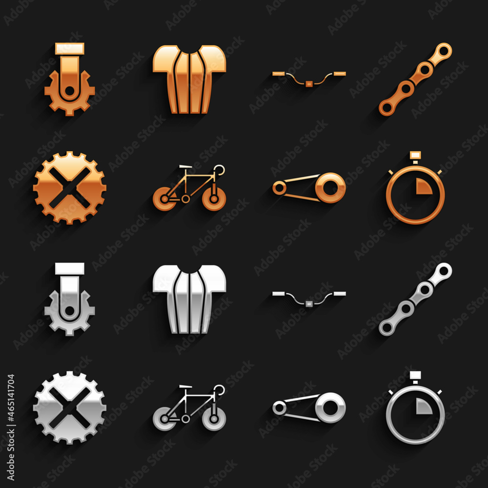套装自行车，链条，秒表，带齿轮，链轮曲柄，车把，Deraileur自行车后部和Cyc