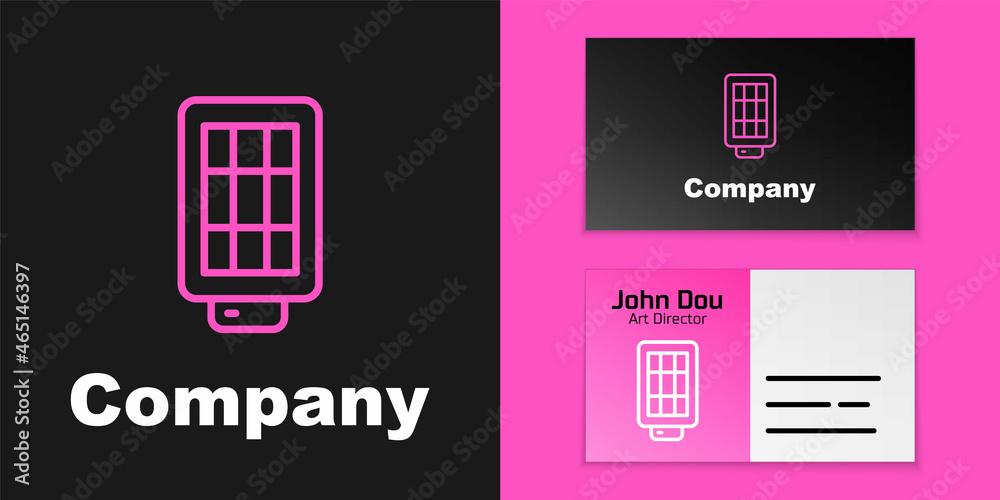 粉色线条工作室灯泡，采用软盒图标，黑色背景。阴影反射设计。
