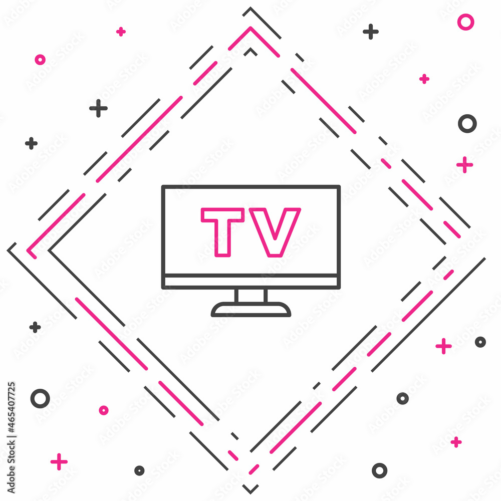 Line Smart电视图标隔离在白色背景上。电视标志。彩色轮廓概念。矢量