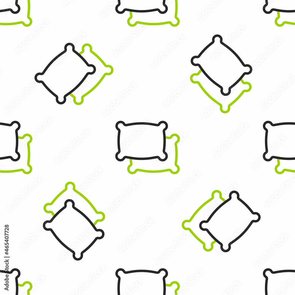 白色背景上的线条矩形枕头图标隔离无缝图案。垫子符号。矢量