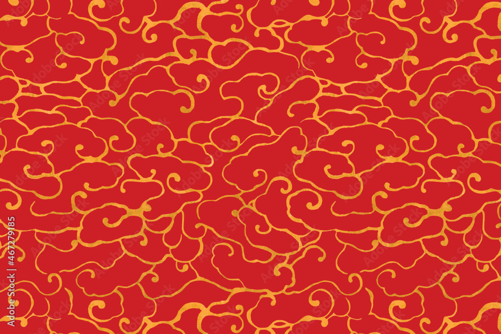 红金矢量中国艺术云图案背景
