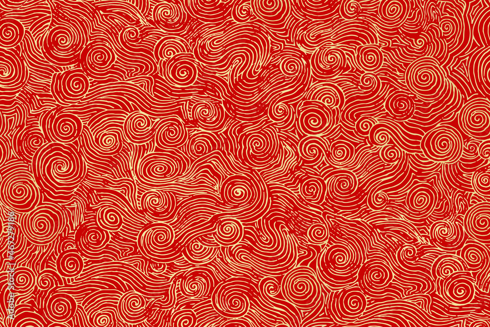 红金矢量中国艺术波浪图案背景