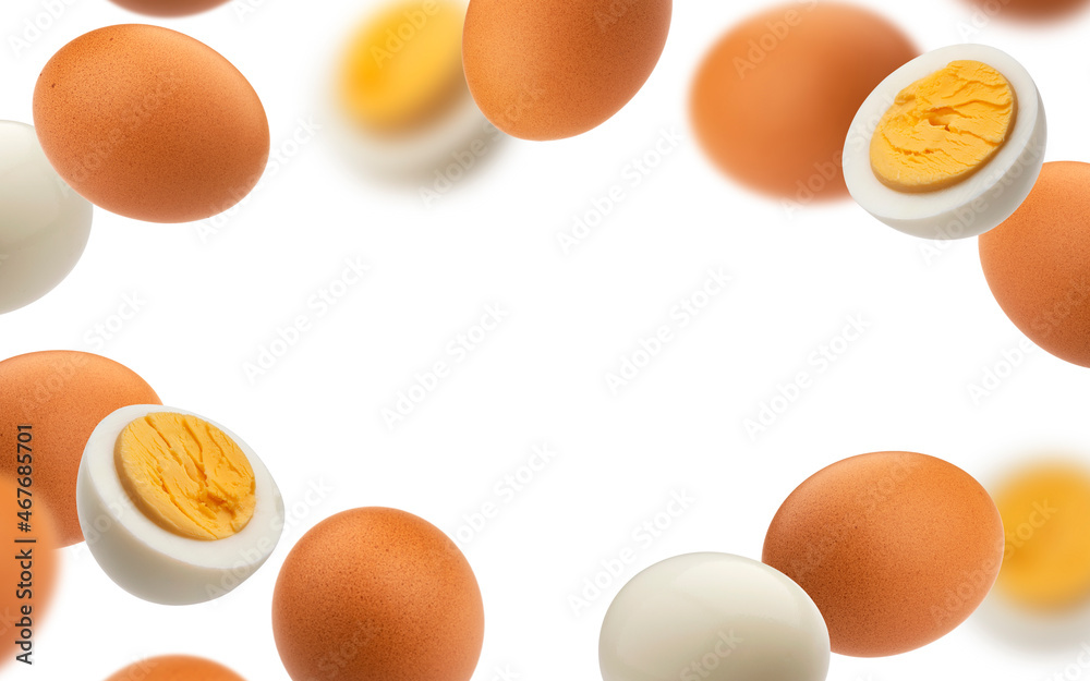 白底分离的煮熟的鸡蛋