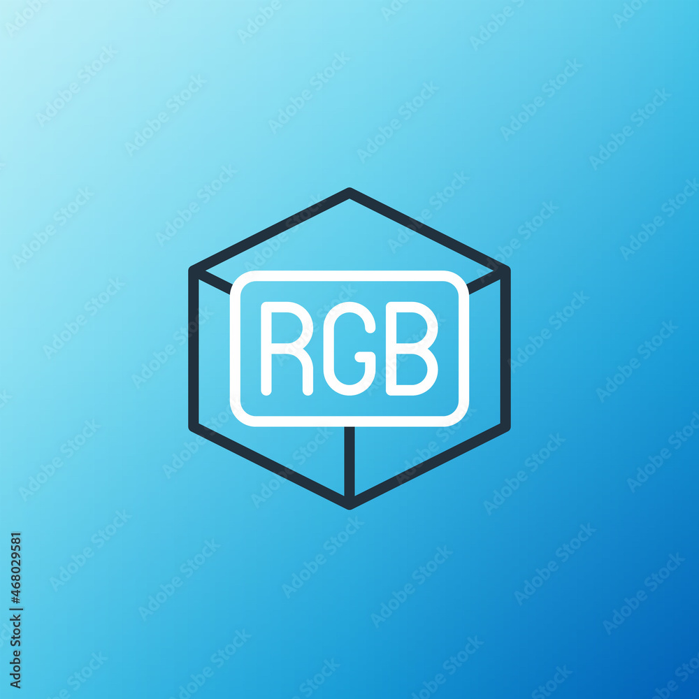 Line RGB and CMYK color mixing icon isolated on blue background. Colorful outline concept. Vector