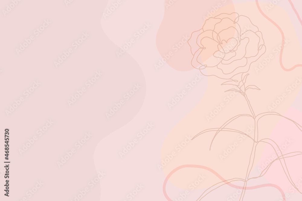 粉色玫瑰壁纸上的简单花卉背景矢量
