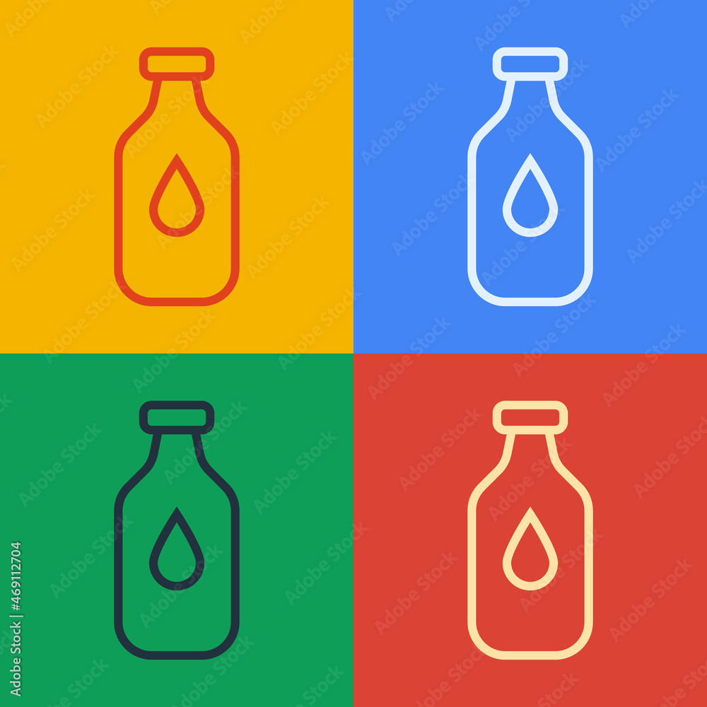 Pop art line Bottle of water icon isolated on color background. Soda aqua drink sign. Vector